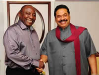 Deputy President of South Africa Cyril Ramaphosa with President of Sri Lanka Mahinda Rajapaksa.