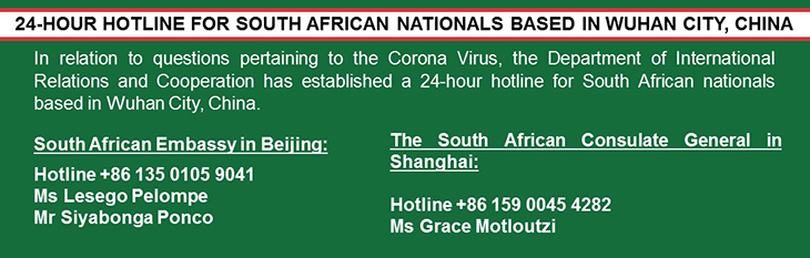 Corona Virus hotline for South African nationals