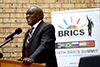 The Minister of Telecommunication and Postal Services, Siyabonga Cwele, delivers the main address at the BRICS Roadshow Northern Cape Stakeholders Engagement Session, Northern Cape Rural TVET College, Upington, Northern Cape, 19 July 2018.