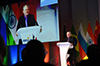 The Minister of Trade and Industry, Dr Rob Davies, delivers a Welcome Address at the 10th BRICS Summit Business Forum, Sandton Convention Centre, Sandton, Johannesburg, South Africa, 25 July 2018.