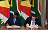 Deputy Minister Luwellyn Landers hosts the Secretary of State and Executive Head of the Ministry of Foreign Affairs of the Republic of Seychelles, Ambassador Barry Faure, for the Second Session of the Joint Commission of Cooperation (JCC) between South Africa and Seychelles, Pretoria, South Africa, 9 March 2018.