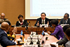 Deputy Minister Luwellyn Landers addresses the African Group on the margins of the High-Level Segment of the United Nations (UN) Human Rights Council (HRC), Geneva, Switzerland, 27 February 2018.