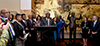 President Cyril Ramaphosa, the President of the General Assembly, Ms Maria Espinosa, and the Secretary-General of the United Nations, Mr António Guterres; unveil the Nelson Mandela Statue at the UN Headquarters, New York, USA, 24 September 2018.