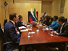 Minister Lindiwe Sisulu meets the Russian Minister of Natural Resources and Co-Chair of ITEC, Mr D Kolbylkin, Sandton Convention Centre, Sandton, Johannesburg, South Africa, 25 July 2018.