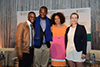 Minister Sisulu with three of the essay-writing competition winners, Cape Town International Convention Centre, Cape Town, South Africa, 16 May 2018.