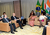 Minister Lindiwe Sisulu; the Minister of External Affairs, Sushma Swaraj, of India; and the Deputy Vice Minister of Foreign Affairs, Marcos Galvão of Brazil, at the IBSA Ministerial Meeting, OR Tambo Building, Pretoria, South Africa, 4 June 2018.