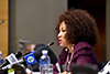 Minister Lindiwe Sisulu with Deputy Minister Luwellyn Landers and Deputy Minister Reginah Mhaule during the Pre-Budget Vote Speech Media Briefing, Imbizo Media Centre, Parliament, Cape Town, South Africa, 15 May 2018.