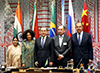 Minister Lindiwe Sisulu at the India, Brazil, South Africa (IBSA) Trilateral Ministerial Commission, with the Minister of Foreign Affairs of Brazil, Mr Aloysio Nunes Ferreira; and the Minister of External Affairs of India, Ms Sushma Swaraj, on the margins of the General Debate of the 73rd Session of United Nations General Assembly, at the Four Seasons Hotel, New York, USA, 27 September 2018.