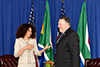 Bilateral Meeting between Minister Lindiwe Sisulu and the Secretary of State of the United States of America, Mr Michael Pompeo, at the Lotte Palace Hotel, New York, USA, 28 September 2018.