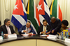 Deputy Minister Alvin Botes and First Deputy Minister, Medina González, of Cuba during the 15th Session of the Joint Consultative Mechanism between South Africa and Cuba, in Pretoria, South Africa, 5 September 2019.