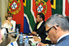 Deputy Minister Alvin Botes and the Secretary of State for Foreign Affairs and Cooperation, Teresa Ribeiro, of Portugal; at the Sixth Session of the South Africa - Portugal Bilateral Consultations, Pretoria, South Africa, 2 August 2019.