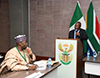 Director-General Kgabo Mahoai and the Permanent Secretary at the Ministry of Foreign Affairs, Ambassador Mustapha Lawal Sulaiman, of Nigeria, during the South Africa –- Nigeria Senior Officials Meeting ahead of the Ministerial Meeting and State Visit, Pretoria, South Africa, 26 September 2019.