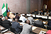 Director-General Kgabo Mahoai and the Permanent Secretary at the Ministry of Foreign Affairs, Ambassador Mustapha Lawal Sulaiman, of Nigeria, during the South Africa –- Nigeria Senior Officials Meeting ahead of the Ministerial Meeting and State Visit, Pretoria, South Africa, 26 September 2019.