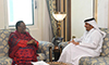 Meeting between Minister Naledi Pandor and the Minister of Foreign Affairs of Qatar, Mohammed bin Abdulrahman Al-Thani, Doha, Qatar, 15 October 2019.