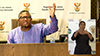 Minister Naledi Pandor and the Minister of Transport, Mr Fikile Mbalula, at Media Briefing to update Government’s Lockdown Intervention Measures on COVID-19, Pretoria, South Africa, 31 March 2020.