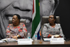 Minister Naledi Pandor and the Minister of Tourism, Ms Nkhensani Kubayi-Ngubane; during a video conference meeting with the Southern African Development Community (SADC) Council of Ministers, at the Council for Scientific and Industrial Research (CSIR), Pretoria, South Africa, 18 March 2020.