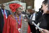 Minister Nkosazana Dlamini-Zuma arrives at the AU Headquarters after her victory, 16 July 2012