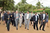 Mr Godfrey Nzamujo, Songhai Director, speaks to Foreign Minister Villy Soevndal of Denmark and Deputy Minister Marius Fransman during the tour of the Centre.