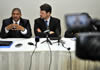 Deputy Minister Marius Fransman and Deputy Minister Andries Nel during a Press Conference on the Chapter 9 Institutions on South Africa's Report to the UN Universal Peer Review Mechanism held recently in Geneva, 11 June 2012.