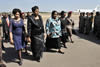 Minister of Defence and Military Veterans, Ms Lindiwe Sisulu walks with First Lady of Malawi, Mrs Callista Mutharika; Minister of Health of Malawi, Dr Jean Kalirani; and far right is Malawi High Commissioner H E Ms A Mussa.