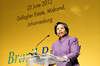Minister Maite Nkoana-Mashabane delivers a Keynote Address at the BRICS Colloquium hosted by the Progressive Business Forum, a side-line event at the venue of the ANC National Policy Conference, Gallagher Estates in Midrand, South Africa, 25 June 2012.