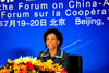 Minister Maite Nkoana-Mashabane addresses the Media at the Trilateral Press Briefing held at the conclusion of the Forum on China-Africa Cooperation (FOCAC) in Beijing, China, 20 July 2012.