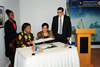 Ministers Nkoana Mashabane and Kozakou-Marcoullis sign and exchange MOU's at the conclusion of the Bilateral Discussions in Cyprus, 21 September 2012.