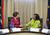 Minister Maite Nkoana-Mashabane, with her counterpart from the European Union, Ms Catherine Ashton, High Representative for Foreign Affairs and Security Policy, Pretoria, South Africa, 24 August 2012.