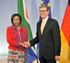 Minister of International Relations and Cooperation of South Africa, Ms Maite Nkoana Mashabane visits the German Foreign Minister, Dr Guido Westerwelle, in Berlin, Germany after the successful SA-EU Summit held in Belgium, 19 September 2012.