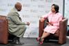 Minister Maite Nkoana-Mashabane is being interviewed by SABC Morning Live presenter Vuyo Mbuli, Cape Town, South Africa, 26 April 2012.