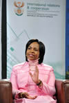 Minister Maite Nkoana-Mashabane is being interviewed by SABC Morning Live presenter Vuyo Mbuli, Cape Town, South Africa, 26 April 2012.