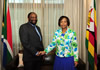 Minister Maite Nkoana-Mashabane hosts the Minister of Foreign Affairs, H E Simbarashe Mumbengegwi of Zimbabwe, for the fourth Session of the Joint Commission for Cooperation between the Republic of South Africa and the Republic of Zimbabwe, Pretoria, South Africa, 30 October 2012.