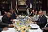 President Jacob Zuma with the Prime Minister of Lesotho, Tom Thabane, during a Working Visit by the Prime Minister to South Africa; Sefako M Makgatho Presidential Guesthouse, Pretoria, South Africa, 18 October 2012.