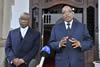 President Jacob Zuma and the Prime Minister of Lesotho, Tom Thabane, are being interviewed by the Media during a Working Visit by the Prime Minister to South Africa; at the Sefako M Makgatho Presidential Guesthouse, Pretoria, South Africa, 18 October 2012.