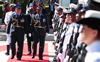 President Hifikepunye Pohamba of Namibia inspects the guard during a State Visit, Cape Town, South Africa, 6 November 2012.