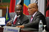 President Jacob Zuma chairs a SADC Troika Meeting ahead of the SADC Summit to be held in Maputo, Mozambique. Seated next to the President is SADC Executive Secretary, Dr Thomaz Salomao, 16 August 2012.