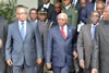 President Jacob Zuma walks next to President Armando Emílio Guebuza of Mozambique and President Robert Mugabe of Zimbabwe (far right) on their way to the SADC Summit Official Opening, 17 August 2012.