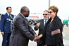 President Dilma Rousseff of Brazil arrives at the King Shaka Airport, Durban ahead of the Fifth BRICS Summit. She is received by Minister of Public Works Thembelani, Thulas Nxesi, Durban, South Africa, 26 March 2013.