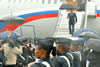 President Vladimir Putin of the Russian Federation arrives at the King Shaka Airport, Durban, ahead of the Fifth BRICS Summit. He is received by South Africa's Minister of Defence and Military Veterans, Ms Nosiviwe Noluthando Mapisa-Nqakula, Durban, South Africa, 26 March 2013.