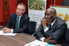 Deputy Minister of Agriculture, Forestry and Fisheries, Mr Bheki Cele; and New Zealand High Commissioner, Mr Richard Mann; listen as delegates introduce themselves attending the New Zealand - South Africa Workshop on Food Safety Systems for Export, Pretoria, South Africa, 2 September 2014.