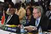 Minister of Trade and Industry, Mr Rob Davies, during the SADC Ministers Council Meeting, Elephant Hills Resort Conferences Centre, Victoria Falls, Zimbabwe ahead of the 34th Ordinary Summit of SADC Heads of State and Government to follow. Seated next to him is Deputy Director General, Ms Maud Dlomo, and Director General, Mr Jerry Matjila, from the Department of International Relations and Cooperation, 8-13 August 2014.