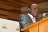 Minister Collins Chabane addresses the community on the first BRICS roadshow Polokwane, Limpopo, South Africa, 23 January 2013.