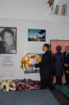Deputy Minister Fransman lays a wreath at the Commemoration and Wreath Laying Ceremony for Dulcie September. The Mayor of Arcueil, Mr Daniel Breuiller and South Afirca's Ambassador to France, Ms Dolana Msimang, look on, Arcueil, France, 29 March 2013.