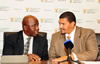 Deputy Minister Marius Fransman and UN Resident Representative, Dr. Agostinho Zacarias engage in discussions, Pretoria, South Africa, 26 February 2013.