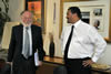 Deputy Minister Marius Fransman (far right) with Professor Cyril Karabus outside the South African Embassy in Abu Dhabi, United Arab Emirates, 3 March 2013.