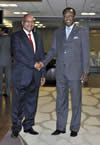 President Jacob Zuma with President Idriss Déby before the ACIRC Summit commences, Pretoria, South Africa, 5 November 2013.