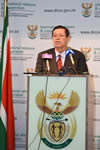 Deputy Minister Landers briefs the media on international developments focussing on efforts within the SADC region to entrench democratic governance, Pretoria, South Africa, 25 September 2014.