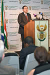 Deputy Minister Landers briefs the media on international developments focussing on efforts within the SADC region to entrench democratic governance, Pretoria, South Africa, 25 September 2014.
