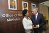 Minister Maite Nkoana-Mashabane meets with Foreign Affairs Minister Didier Reynders of Belgium, in Pretoria, South Africa, 23 October 2013.