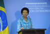 Minister Maite Nkoana-Mashabane during a Press Briefing at the conclusion of the Bilateral Meeting, Brasilia, Brazil, 30 July 2013.